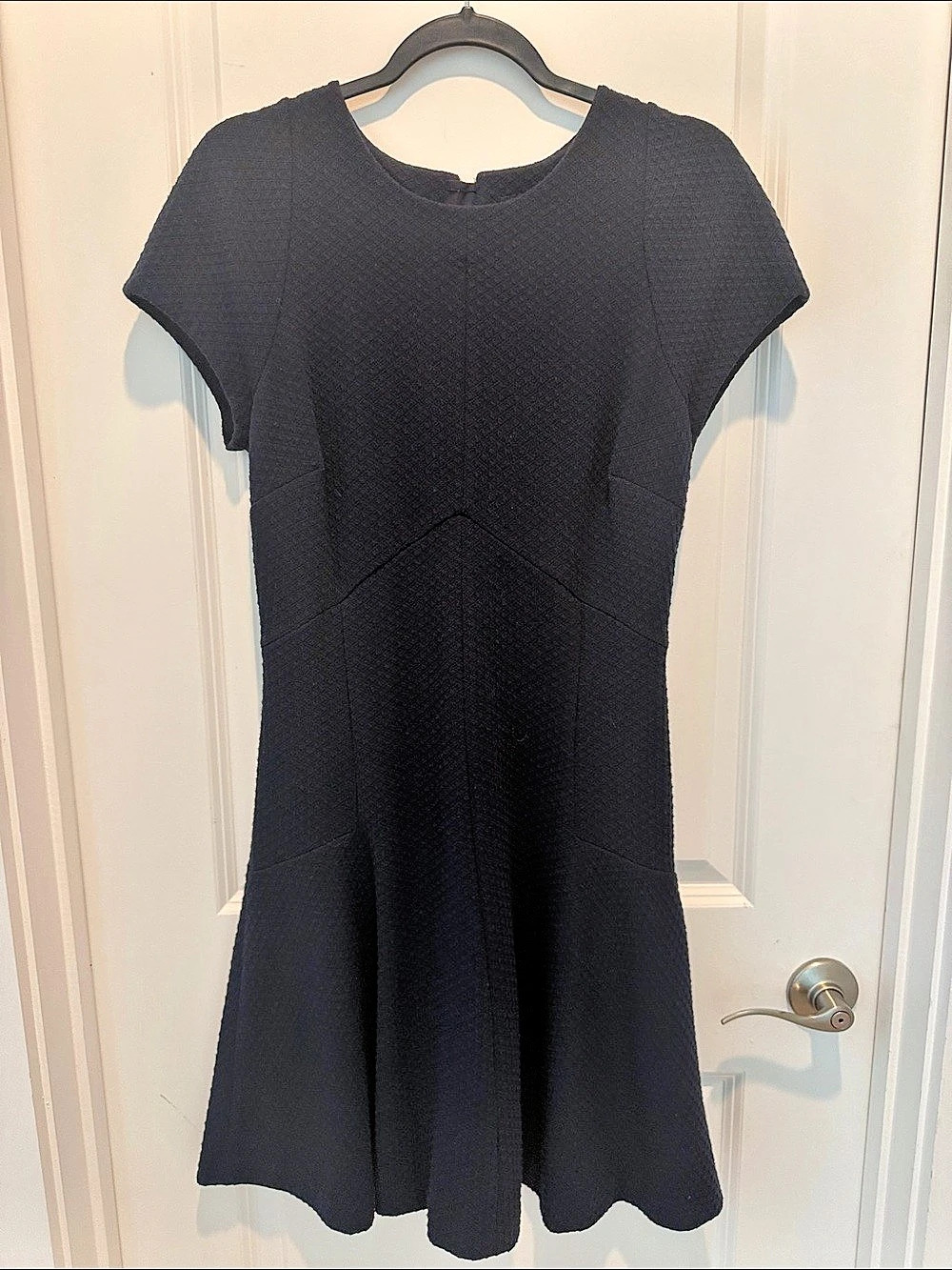 Banana Republic Textured Fit & Flare Blue Dress